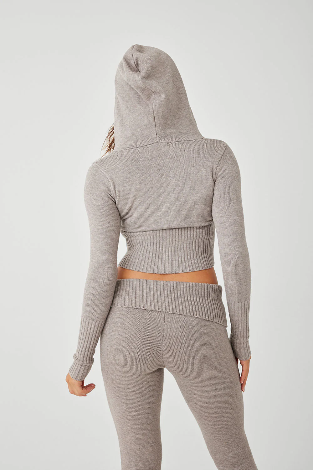 Aimee Cloud Knit Zip Up Hoodie - Heather Grey - Image 4