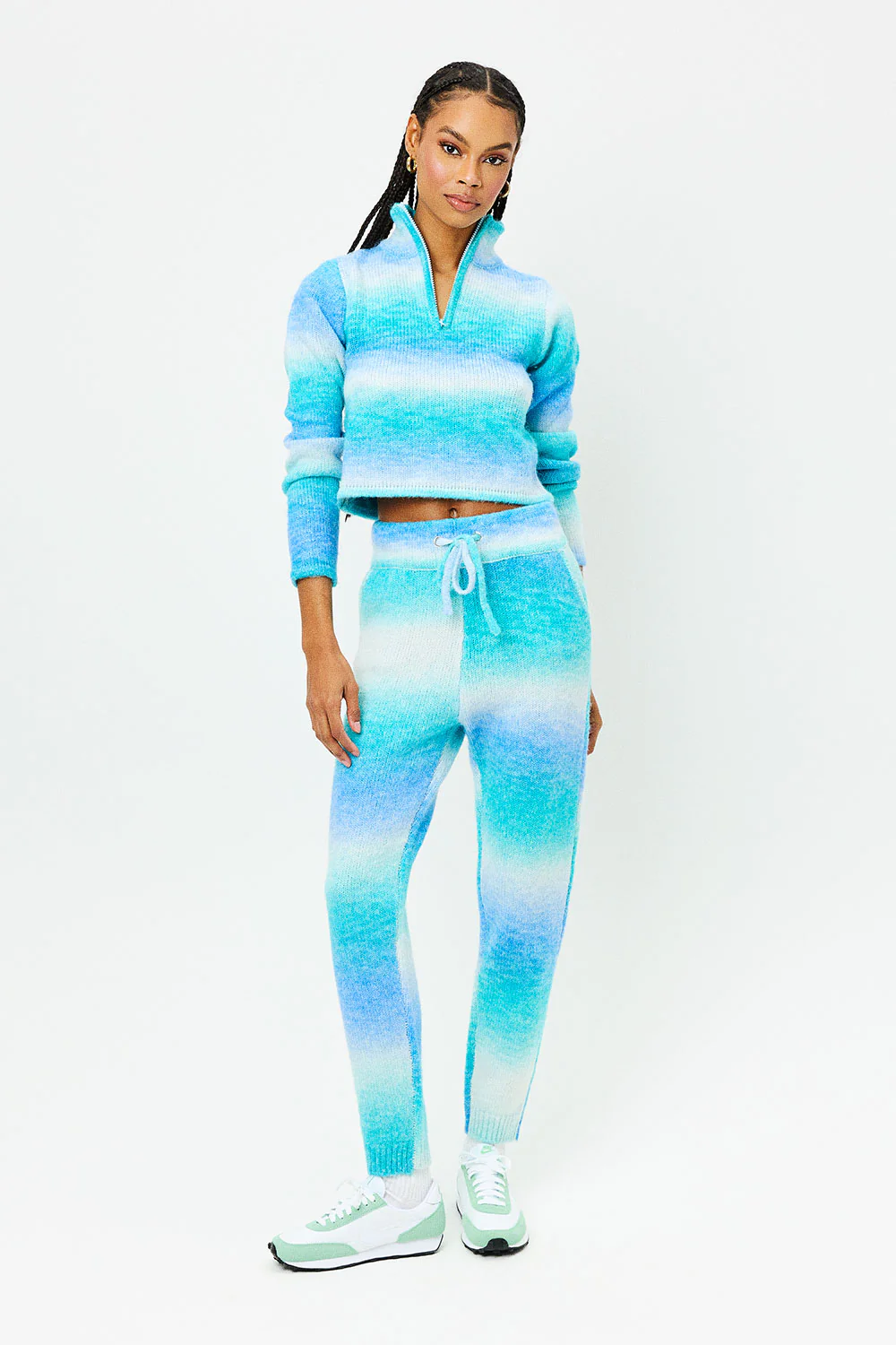 Bowie Cropped Knit Sweater - Blue Horizon - Image 3
