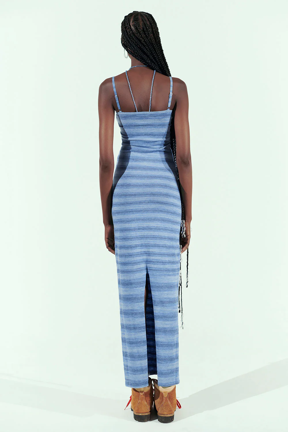 Carmen Lightweight Knit Maxi Dress - Sonoma Stripe Blue - Image 4