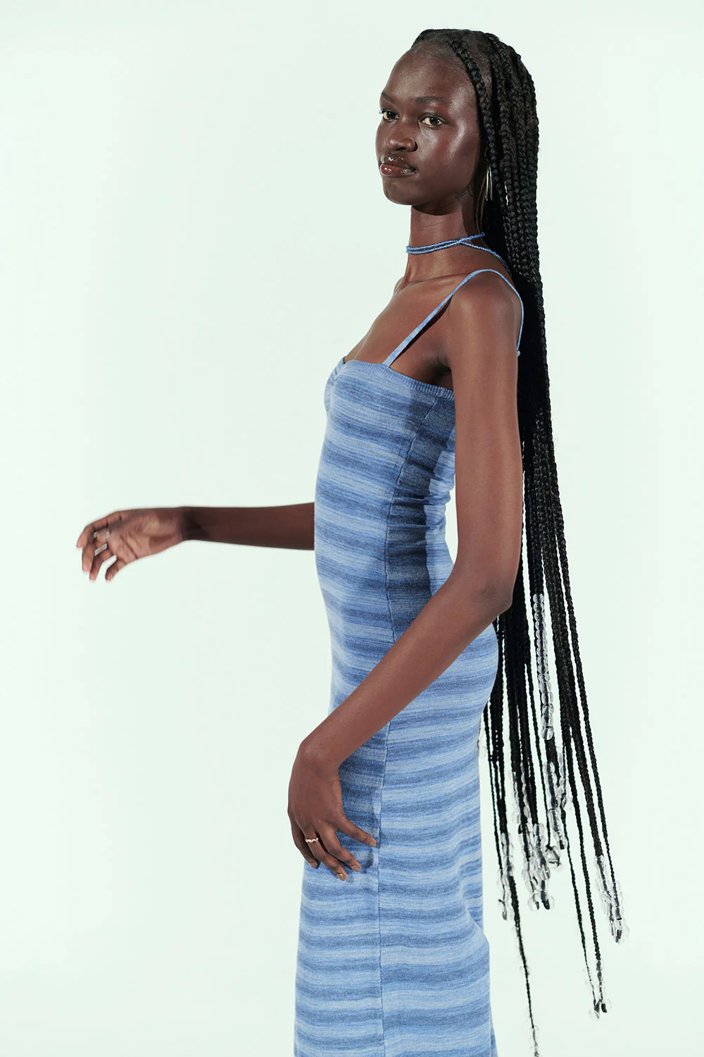 Carmen Lightweight Knit Maxi Dress - Sonoma Stripe Blue - Image 5