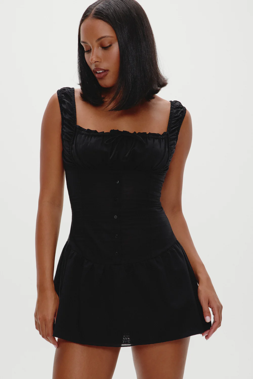 Christa Ruffle Mini Dress - Black - Image 5