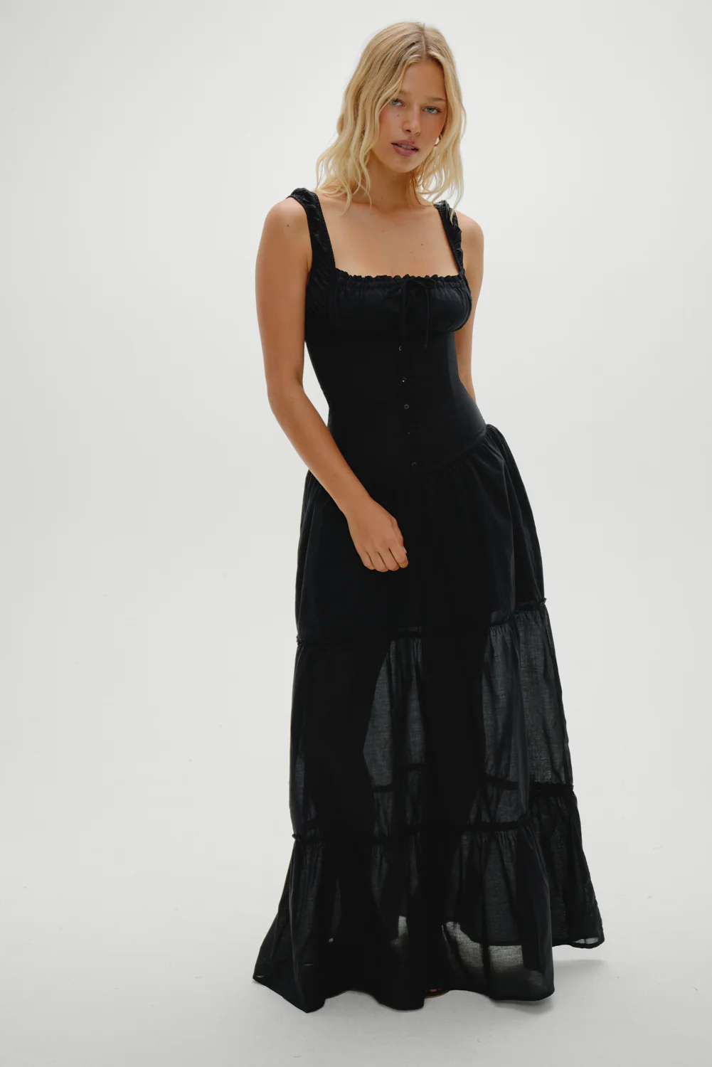 Christabelle Ruffle Maxi Dress - Black - Image 3