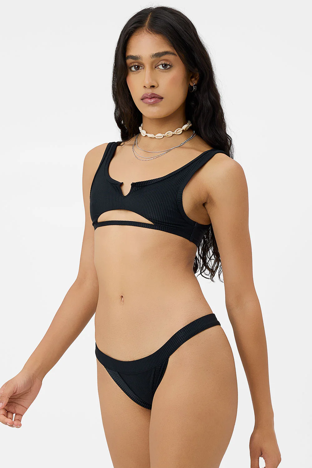 Cole Ribbed Cheeky Bikini Bottom - Black - Image 4