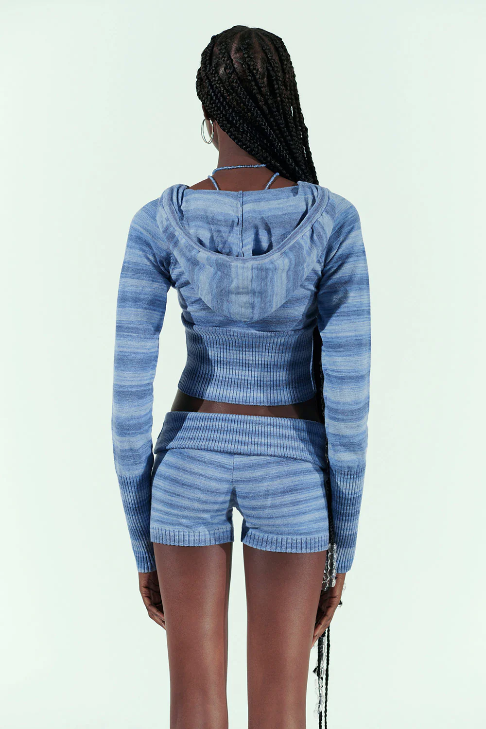 Estelle Lightweight Knit Mini Short - Sonoma Stripe Blue - Image 4