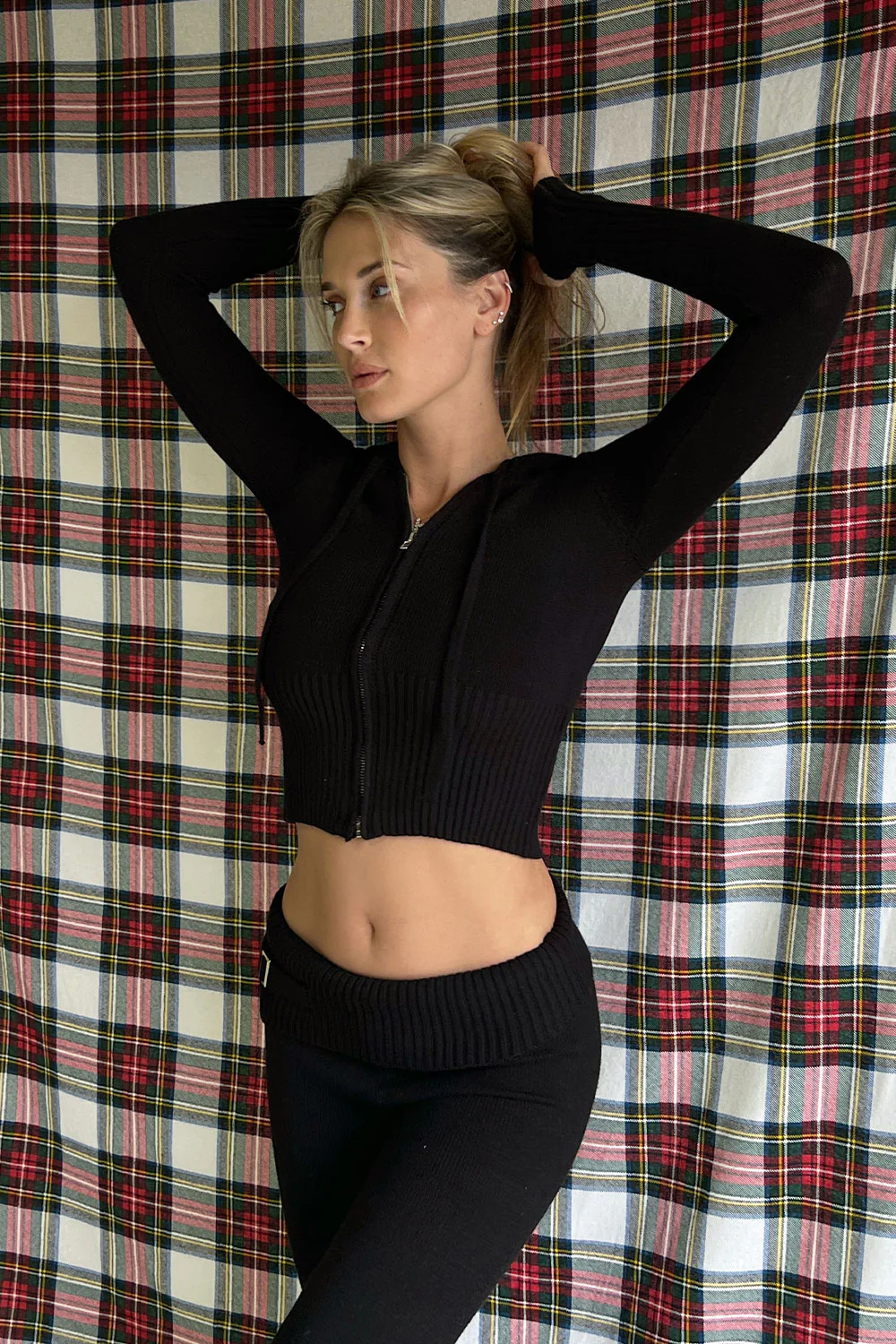 Fleur Cloud Knit Low Rise Pant - Black - Image 5