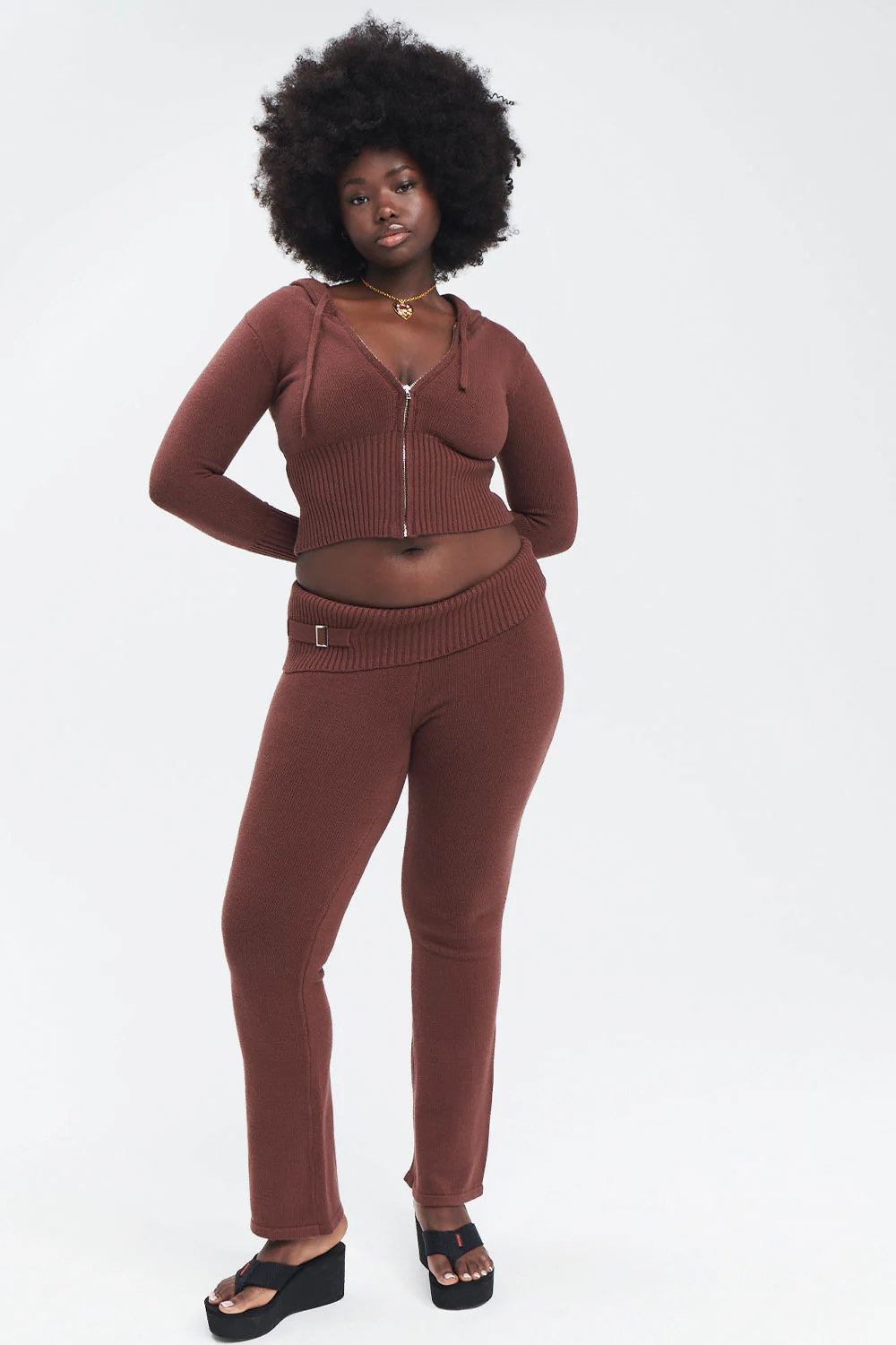Fleur Cloud Knit Low Rise Pant - Chocolate - Image 5