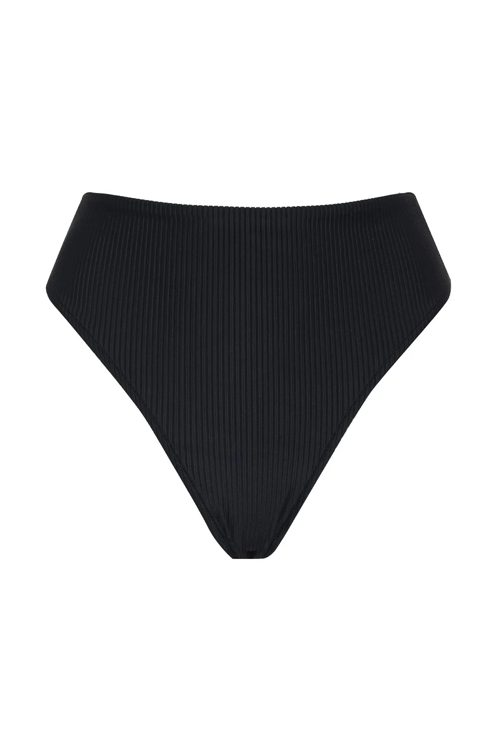 Jenna Ribbed High Waist Bikini Bottom - Black - Image 7