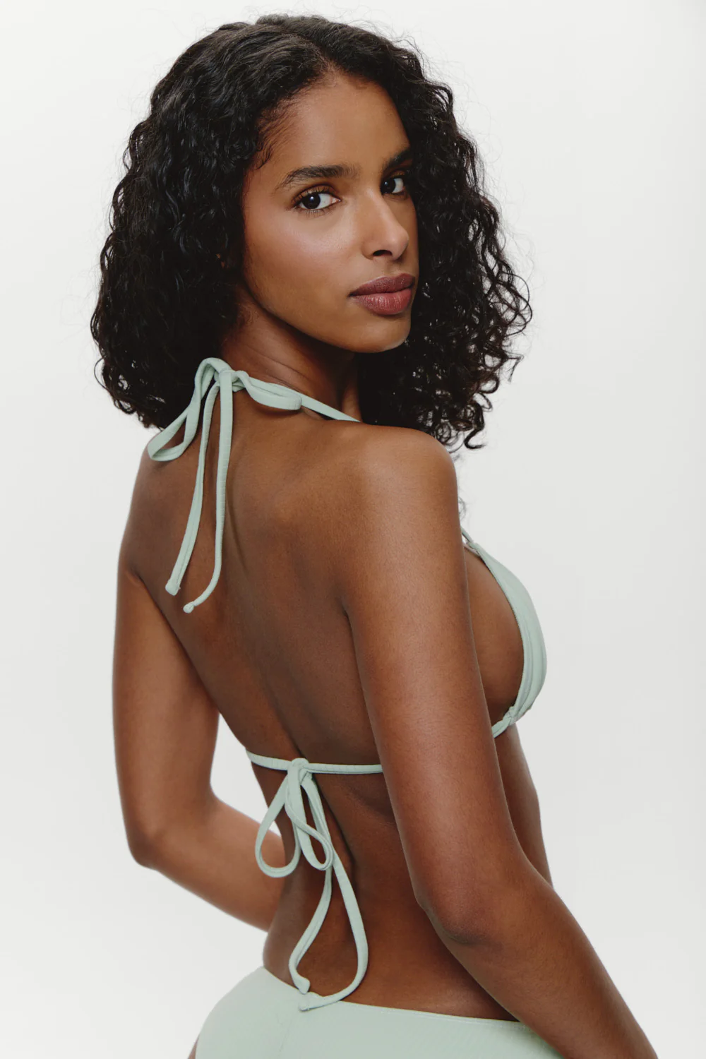 Nick Triangle Halter Bikini Top - Minty - Image 4