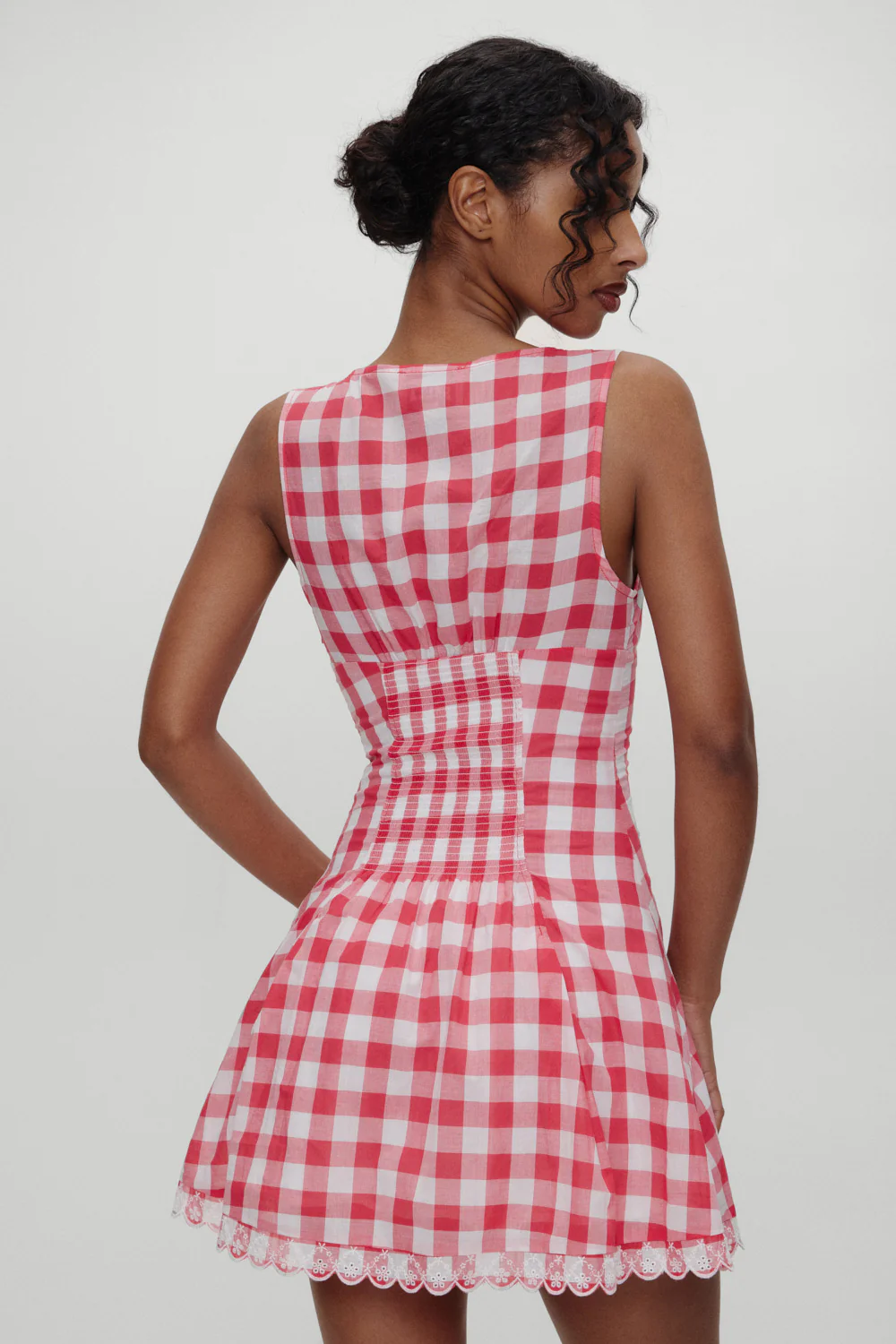 x BELLA HADID Farm Gingham Mini Dress - Malibu Picnic - Image 7