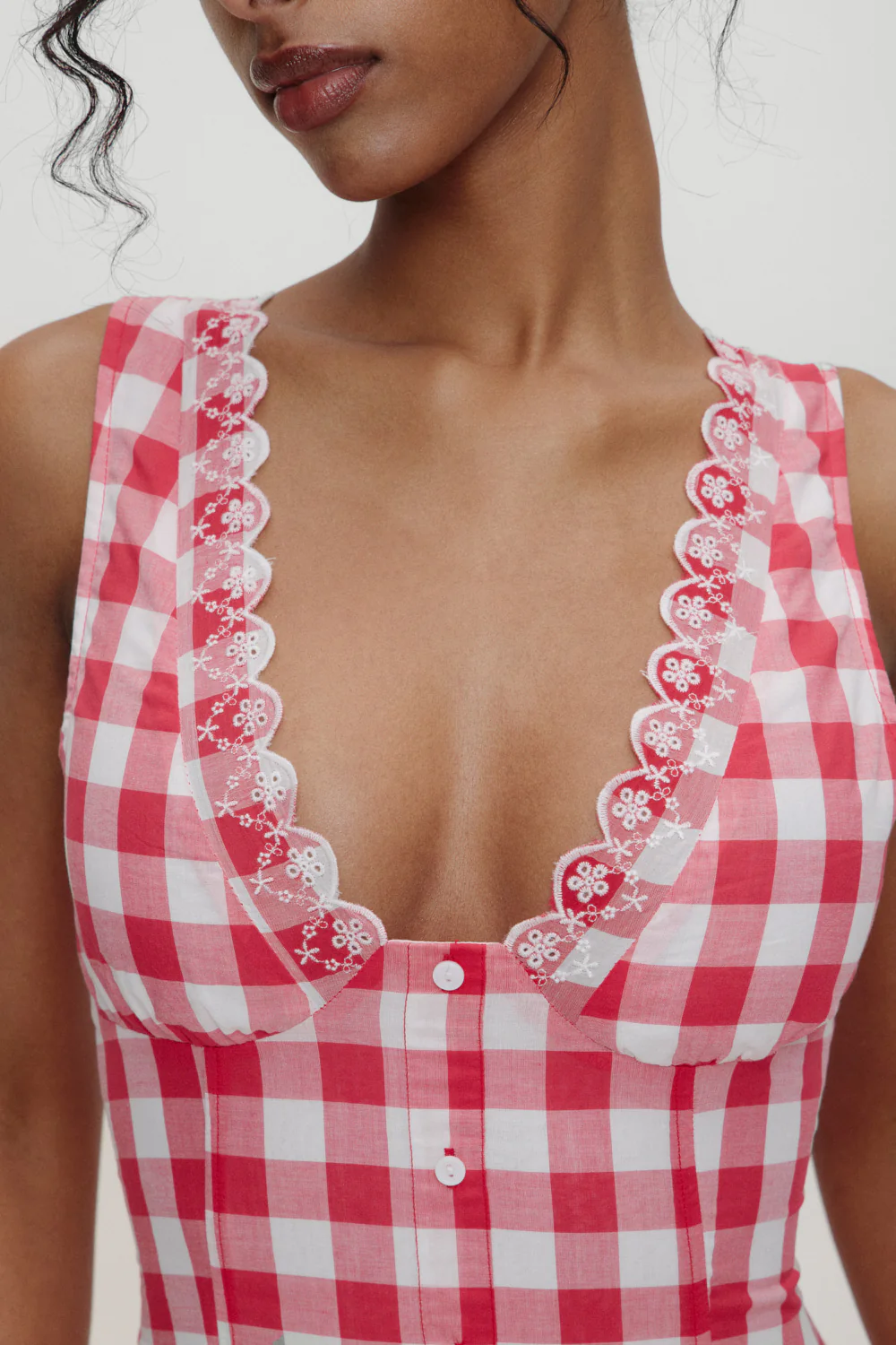 x BELLA HADID Farm Gingham Mini Dress - Malibu Picnic - Image 8