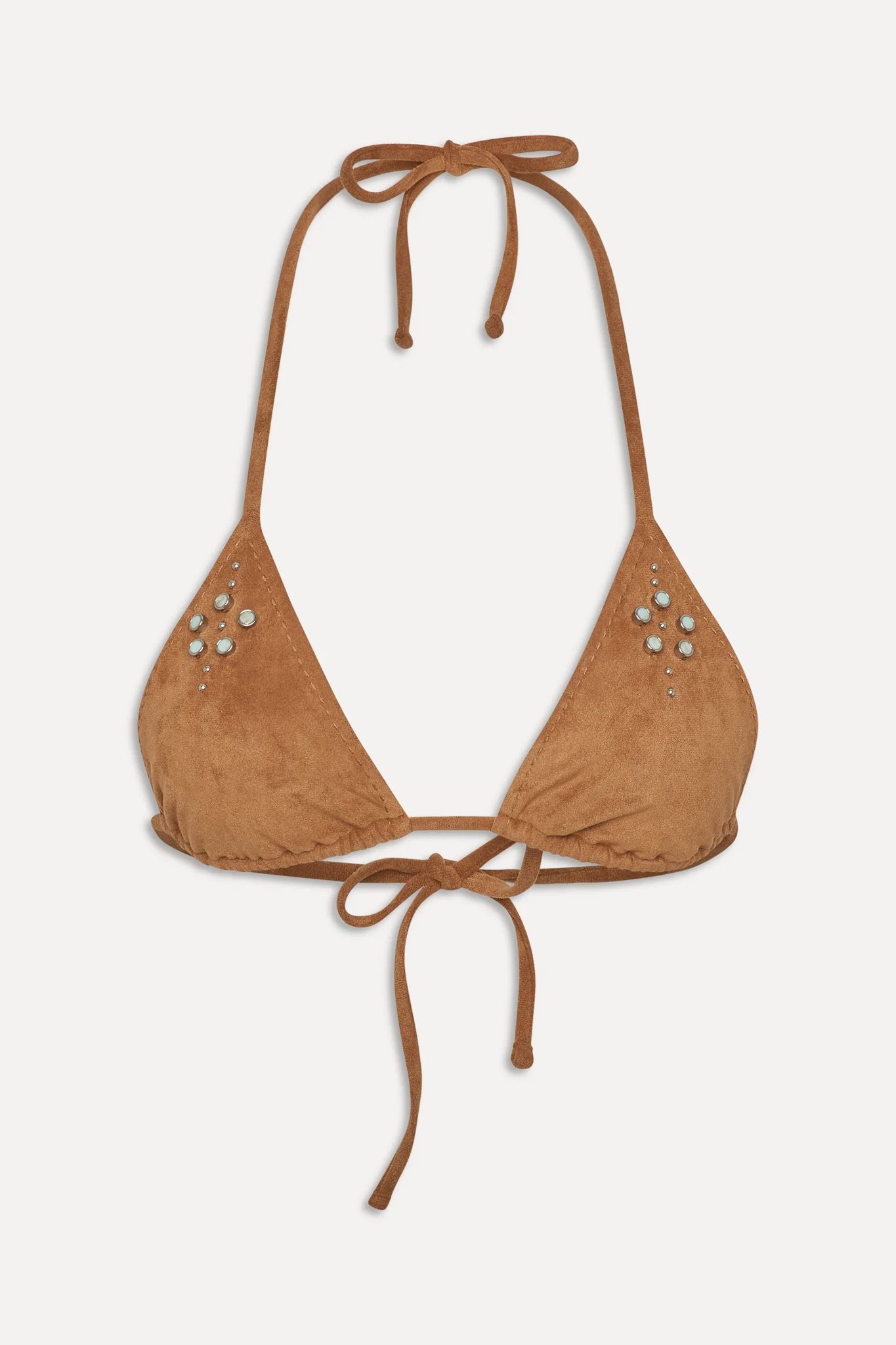 x BELLA HADID Paradise Suede Halter Bikini Top - Sunkissed Suede - Image 3